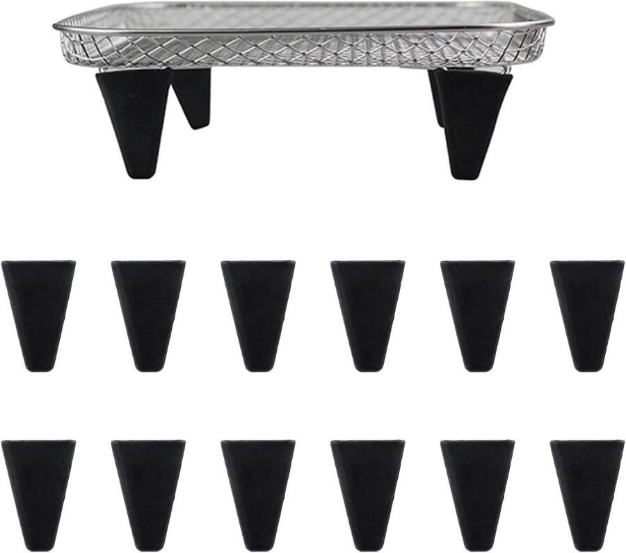 Airfryer Accessoires Oven Racks Gelijkmatig Koken Hittebestendig Siliconen 12 Stuks Zwart