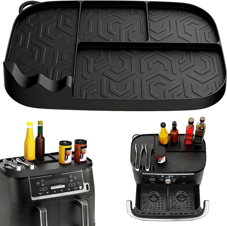 Airfryer Accessoires Rek Heteluchtfriteuse Mat Keuken Werkruimte 2cm Rand Ontwerp 42 x 23 cm Grijs