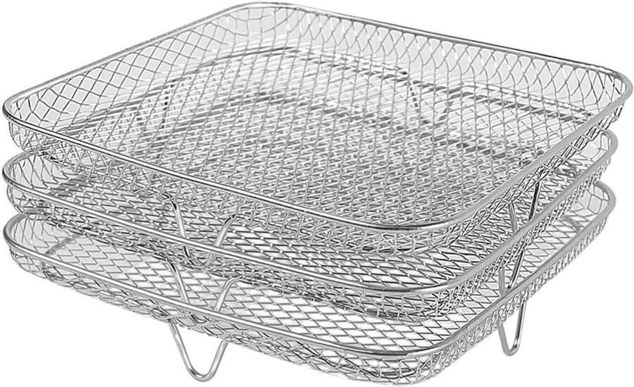 Airfryer Accessoires Rek Kookrek Droogrek Sneller Koken Roestvrij Staal 20 cm Breed Zilver