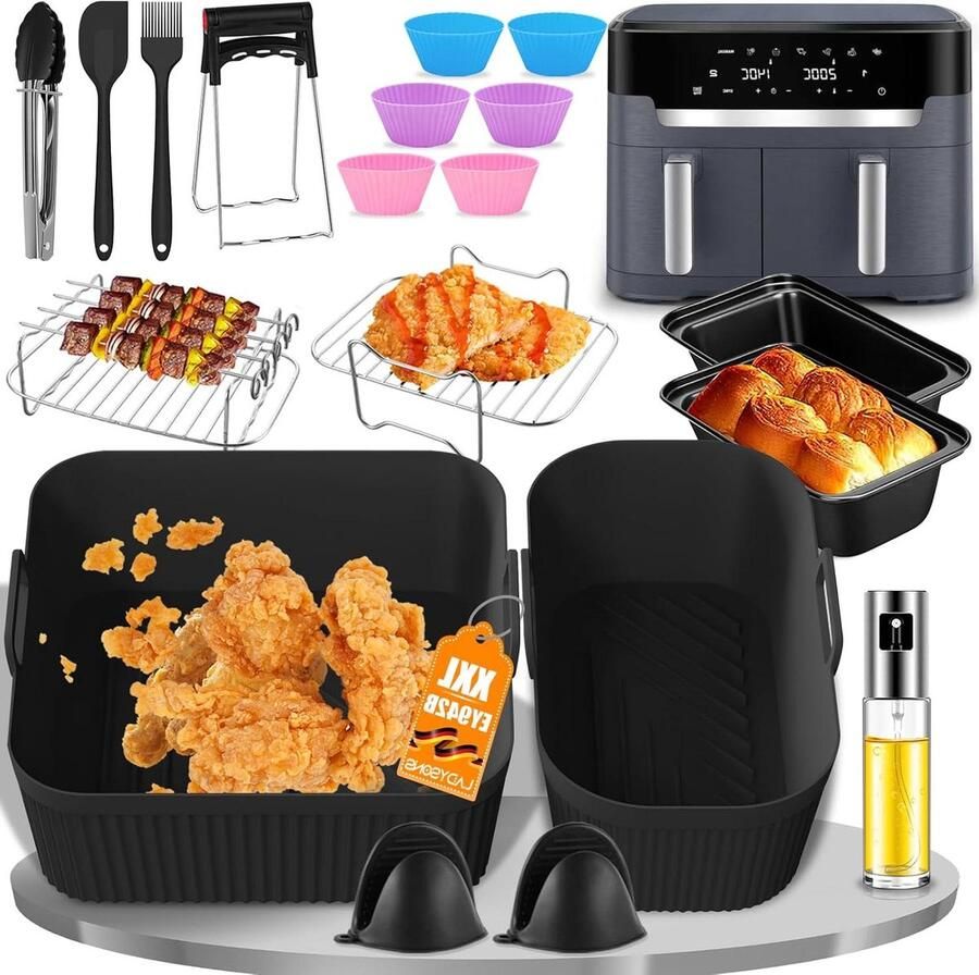 Airfryer Accessoires Set Accessoires Airfryer Creatief Koken Dubbele Bakvormen 11 Liter Grijs