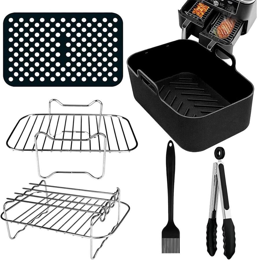 Airfryer Accessoires Set Airfryer Mandhoes Efficiënter Koken Geurloos Materiaal 11.9D x 15W x 11.9H cm Zwart