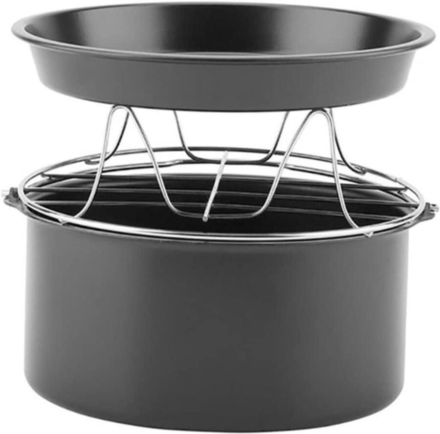 Airfryer Accessoires Set Airfryer Mandje Vervanger Bakken en Grillen Roestvrij Staal 18x18x8CM Zwart
