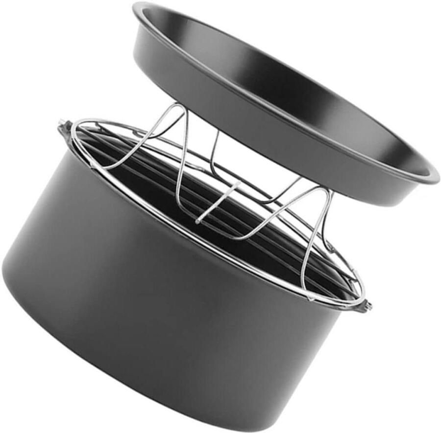 Airfryer Accessoires Set Bakvormen & Racks Bakken en Braden Vaatwasserbestendig 9 Inch Zwart