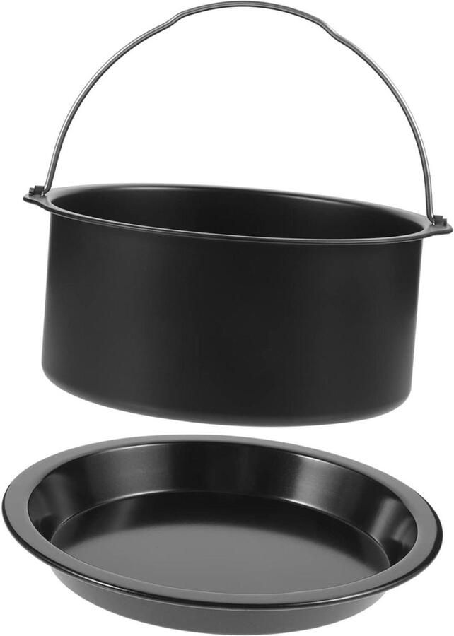 Airfryer Accessoires Set Bakvormen Mand Bakken en Grillen Antiaanbaklaag 16.3x16.3cm Zwart - Foto 1