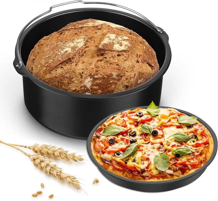 Airfryer Accessoires Set Bakvormen Pizza Pan Bakken en Grillen Anti-aanbak Coating 7 Inch Rood