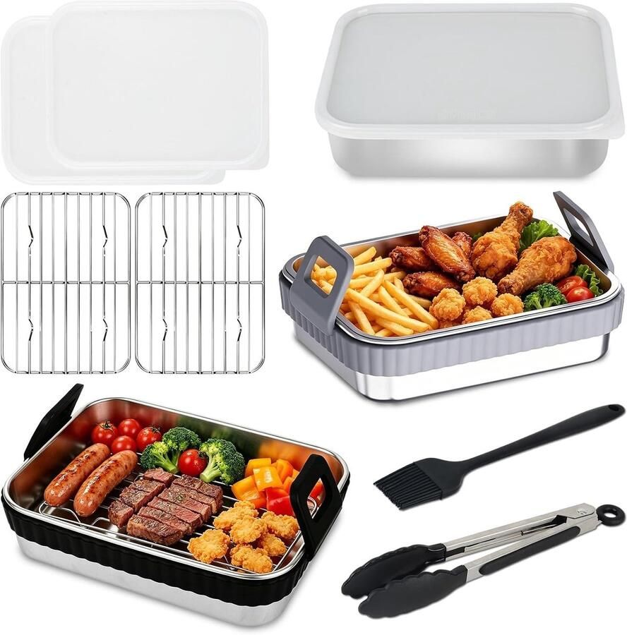 Airfryer Accessoires Set Divers Voor Alle Airfryers Inclusief Bakplaten en Grillrekken Voor Koken en Bakken