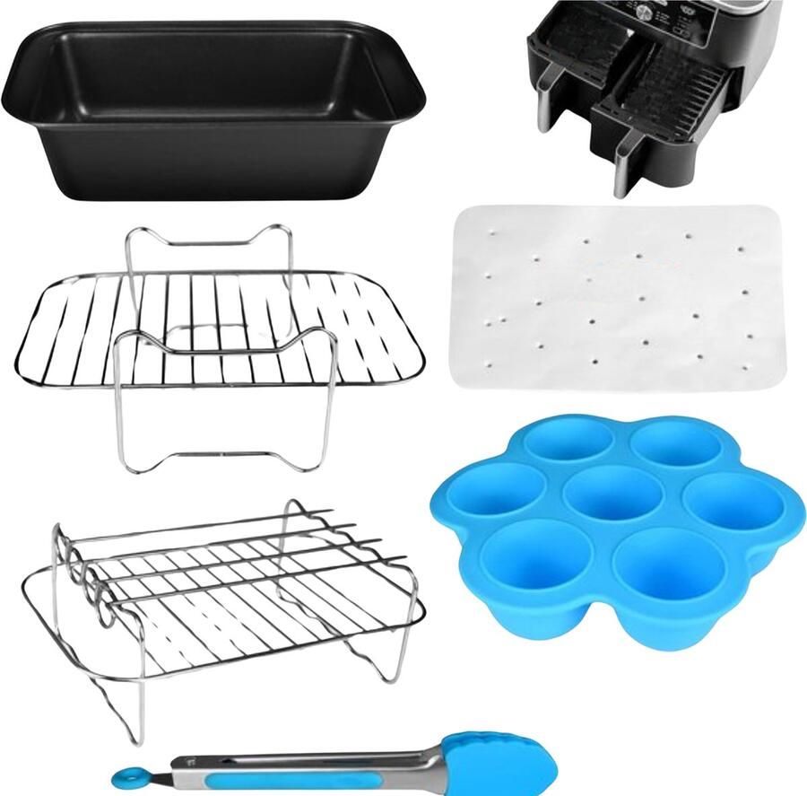 Airfryer Accessoires Set Geschikt voor Dubbele Mand 7.6-9.6L