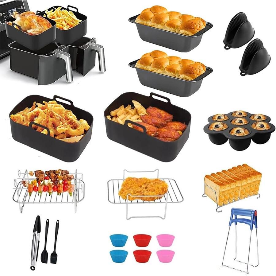Airfryer Accessoires Set Geschikt voor Ninja Foodi AF300EU AF400EU -19-Delige Heteluchtfriteuse Accessoireset