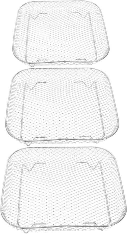 Airfryer Accessoires Set Grillrek Frituurmand Extra Kookruimte Creëren Gelijkmatige Verwarming 20.3cm Vierkant Zilver