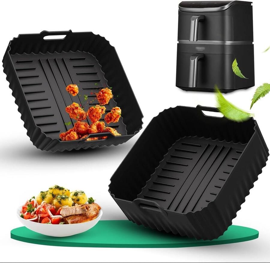 Airfryer Accessoires Set Silicone Bakvorm Koken en Bakken Speciaal voor Dubbele Laag 22.1 x 19 cm
