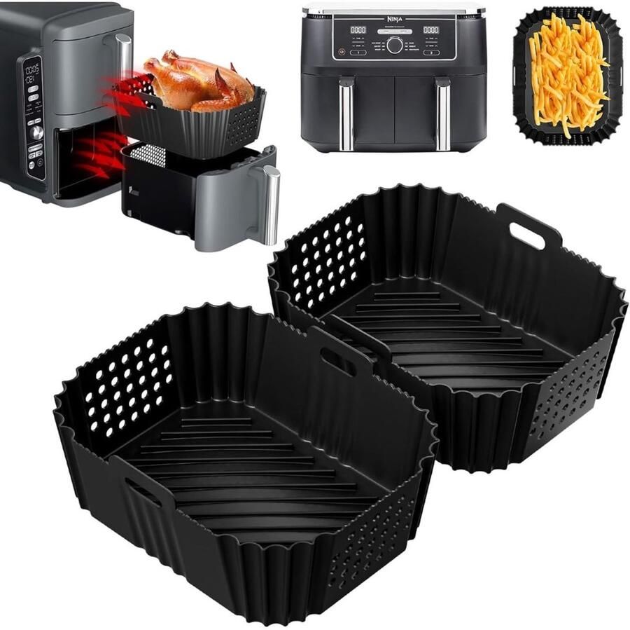 Airfryer Accessoires Siliconen Bakje Bakpapier Zwart