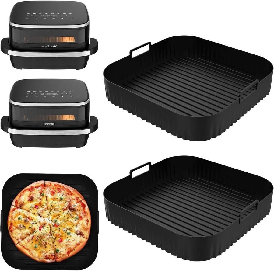 Airfryer Accessoires Siliconen Bakvormen Culinair Bereiden Voedselveilig Siliconen 27 cm Set Zwart