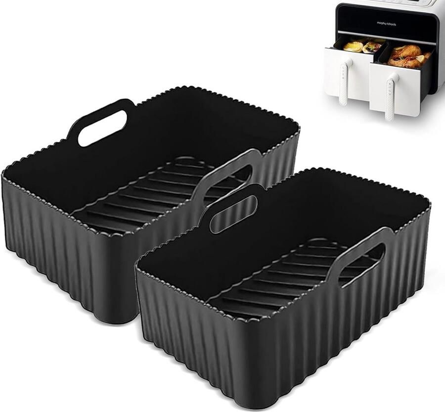 Herbruikbare Siliconen Airfryer Inzetstukken Set van 2 voor Dual Zone Heteluchtfriteuses