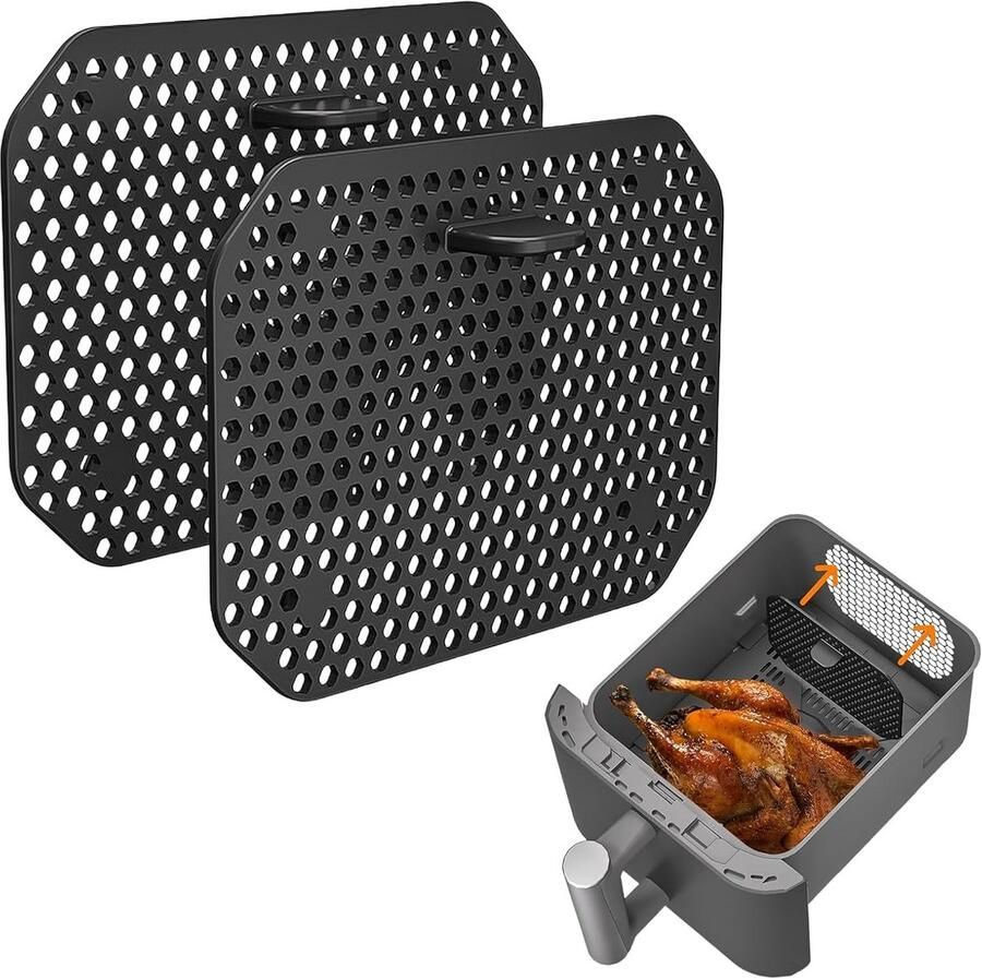 Airfryer Accessoires Siliconen Voeringen Keuken Gemak Herbruikbaar Duurzaam 2 Stuks 11.8cm Zwart