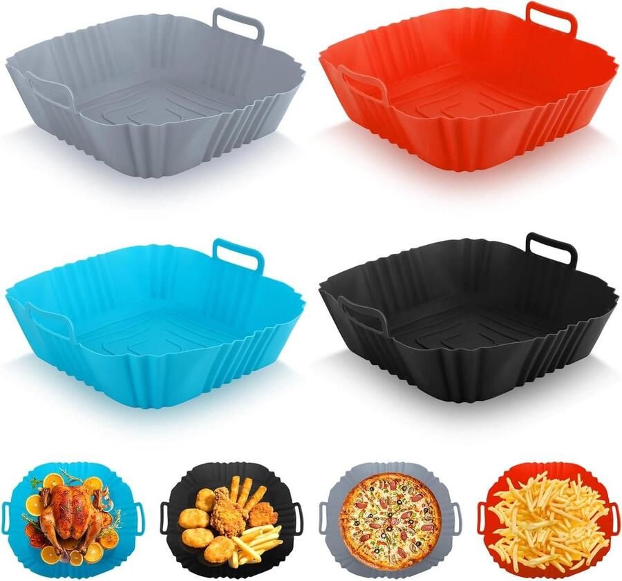 Airfryer Accessoires Siliconen Vorm Bescherming Airfryer Pan Verdikt Siliconen Materiaal 19 cm Diameter Grijs