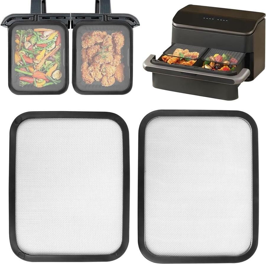 Airfryer Accessoires Vetvanger Spatbescherming Schoonmaken Voorkomen Fijnmazig Mesh 23 x 19.5 cm Zilver