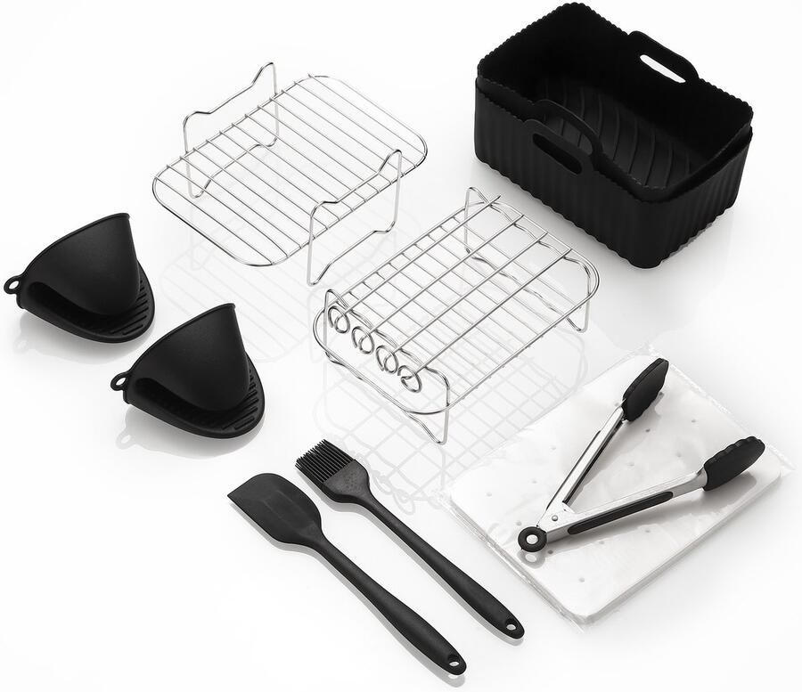 Airfryer accessoireset Airfryer silicone mand Ovenbakplaat Silicone potmat Stoom- braadrooster Keuken airfryer rek
