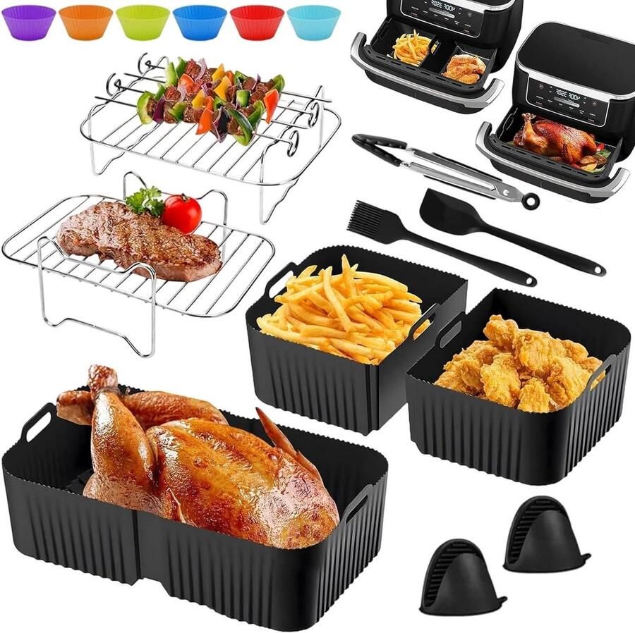 Airfryer Accessoireset Keuken Gadgets Veelzijdig Koken Nauwkeurige Pasvorm 104L Capaciteit Zwart