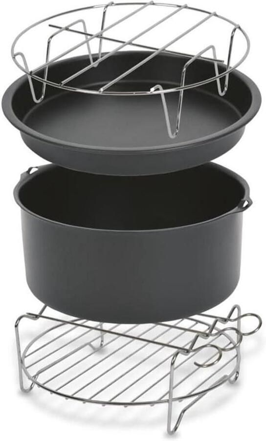 Airfryer Accessoireset Mand Insert Gezonder Koken Antiaanbaklaag XL Grijs