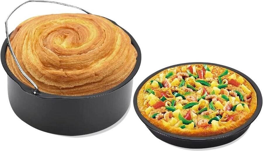 Airfryer Accessoireset: Taartvorm Pizzaplaat en Bakvormen Keukengerei voor Alle Elektrische Fryers