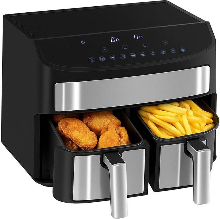 Airfryer-airfryer ninja-Dual air fryer with 2 baskets-8 liter-230 °C-air fryer double basket-met 10 voorgeprogrammeerde functies voor gezonde maaltijden – ideaal voor gezinnen en singles