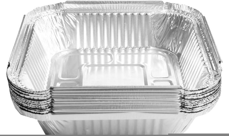 Airfryer Aluminium Bakjes Vierkante Bakvormen Bakken en Koken Oliebestendig en Stevig 23 cm Vierkant Zilver