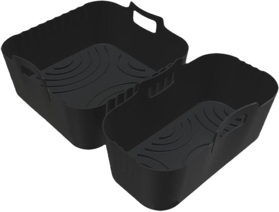 Airfryer Bakje Silicone Frituurpan Lijners Gezond Koken Dubbele Kookzones 20 x 20 cm Zwart