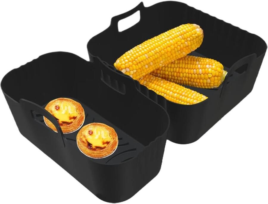 Airfryer Bakje Silicone Herbruikbaar Bakbladen Veelzijdig Koken Antiaanbak Stoomrek 18.4 x 18.4 cm