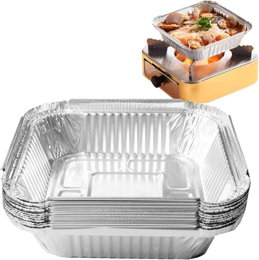 Airfryer bakjes Aluminium schalen Eten bereiden Hoge temperatuur bestendig 20 stuks Zilverkleurig