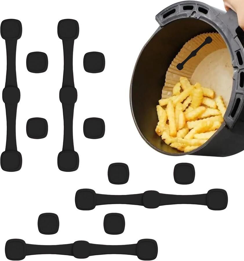 Airfryer Bakjes Bakpapier Houders Zorgeloos Koken Hittebestendige Siliconen 10 x 1.5 cm Zwart