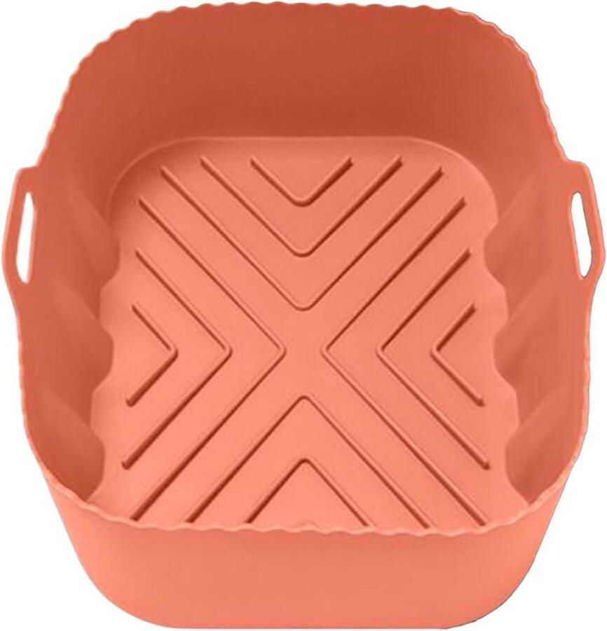 Airfryer Bakjes Siliconen Voeringen Gemakkelijk Koken Hittebestendig Ontwerp 20x15x6.7cm Oranje