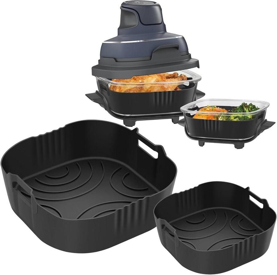 Airfryer Bakmatten Airfryer Liners Gezonder Bakken Vet Filterend Ontwerp 21x21cm en 15x15cm Zwart