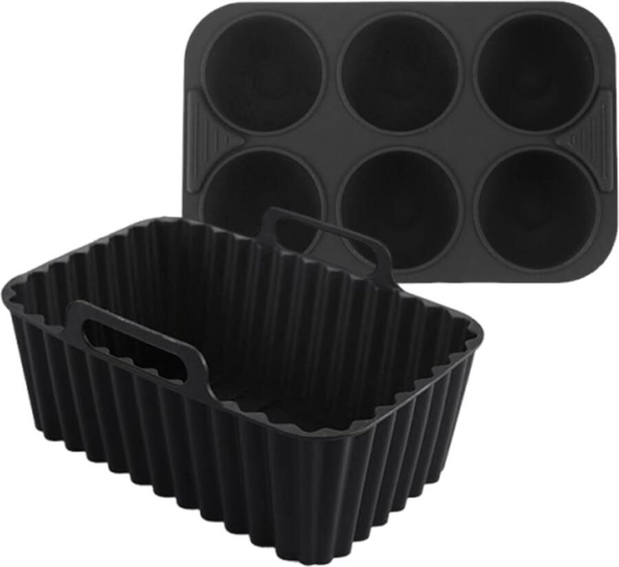 Airfryer Bakmatten Herbruikbare Liners Maaltijdvoorbereiding Antiaanbak Siliconen 26.8x13cm Zwart
