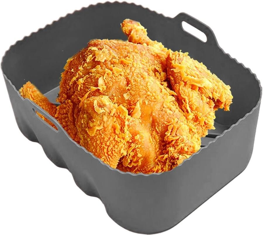 Airfryer Bakmatten Mandjes Liners Bakken en Braden Voedselveilig Siliconen 22x17 cm Grijs