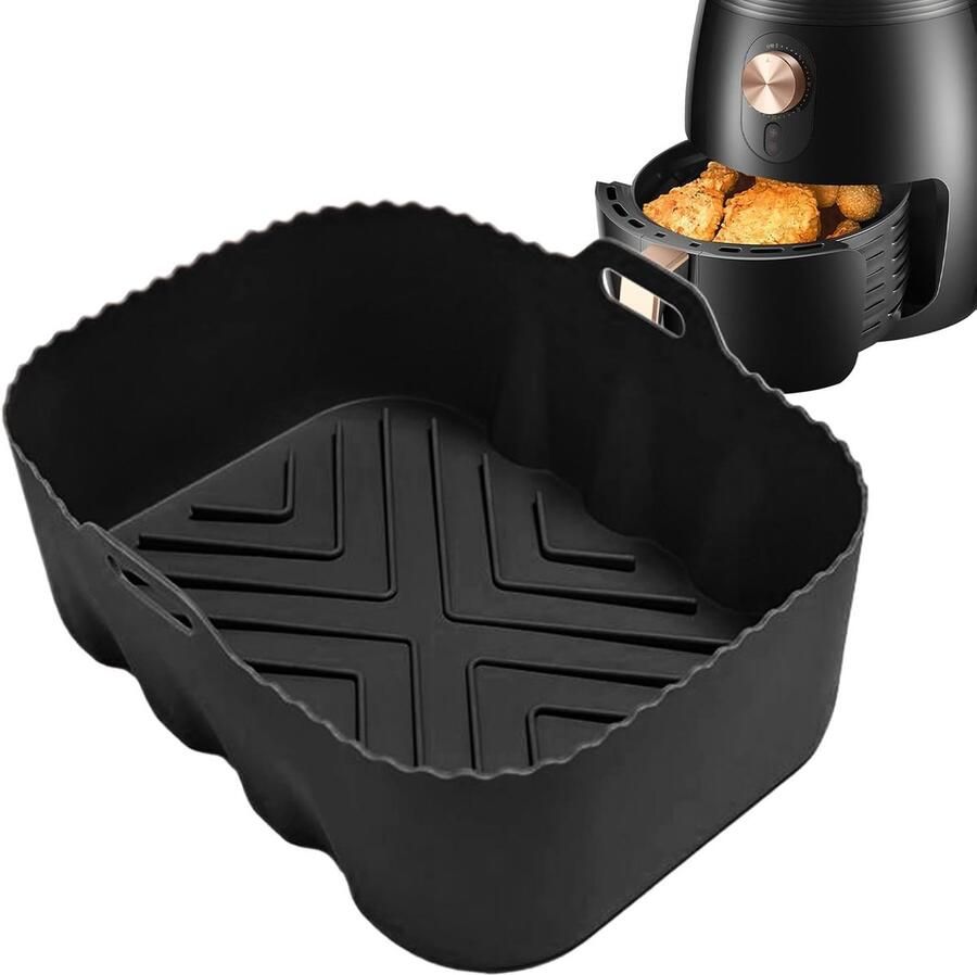 Airfryer Liners Siliconen Magnetron Bakvorm Gemakkelijk Bakken Herbruikbaar Milieuvriendelijk 22 x 17 cm Zwart