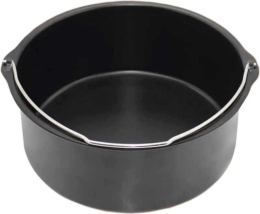 Airfryer Bakpan Cakevat Bakplaat Bakken en Braden Gelijkmatige Warmteverdeling 20 cm Zwart