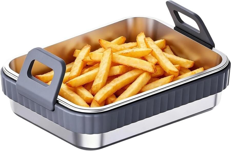 Airfryer Bakpan Oven Schaal Gezond Koken Hittebestendig Ontwerp 19.5 x 15 cm Grijs