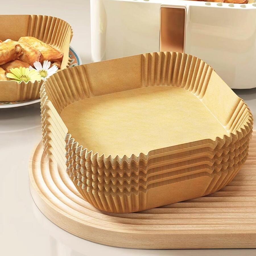 Airfryer Bakpapier 100-stuk 20-24CM Hittebestendig Broodjespapier voor Hete Lucht Frituuroven en Magnetron