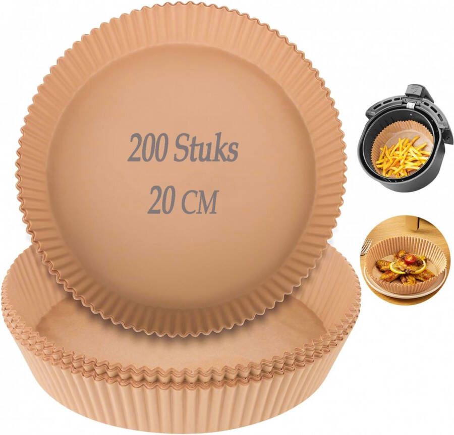 Airfryer bakpapier 200 stuks 20cm Bakpapier Air fryer Accesoires Wegwerpbakjes Rond Wegwerp bakjes voor airfryer 20 cm Airfryer accesoires Papier Liners Voor Airfryer Microwave Oven Stoomboot