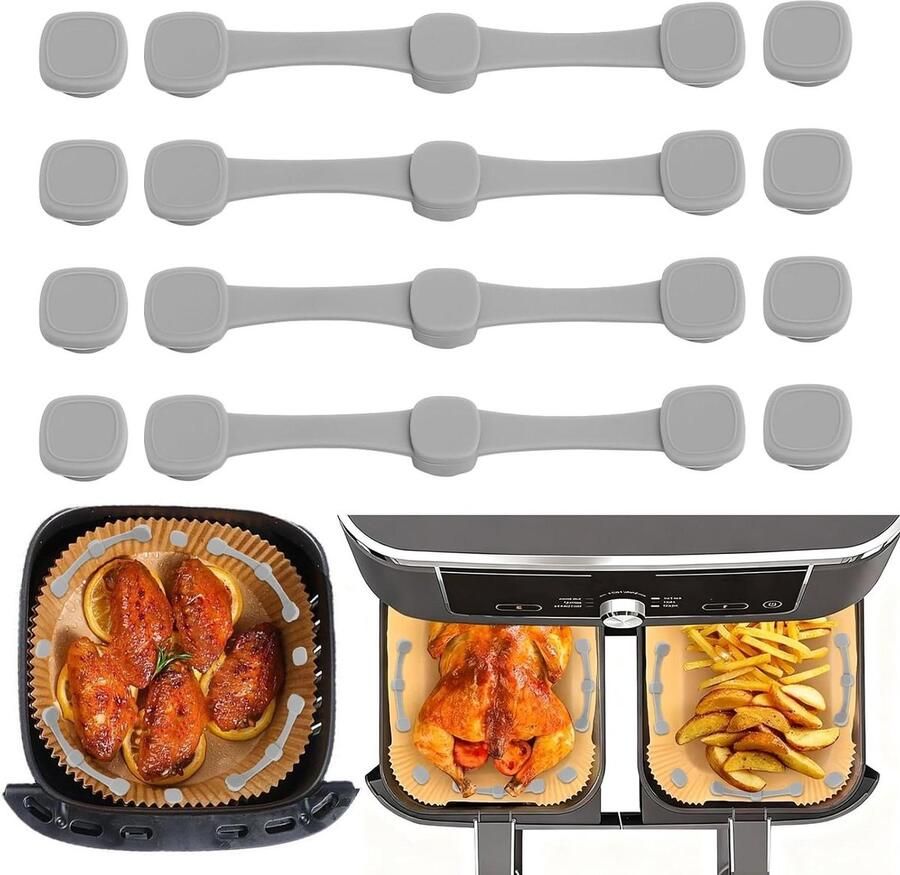 Airfryer Bakpapier Clips Magnetische Houders Veilig Bakken Hittebestendig Siliconen 12 Stuks Zwart
