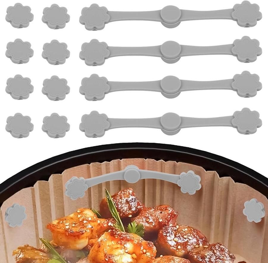Airfryer Bakpapier Clips Magnetische Houders Veilig Bakken Hittebestendig Siliconen 4 Stuks Zwart