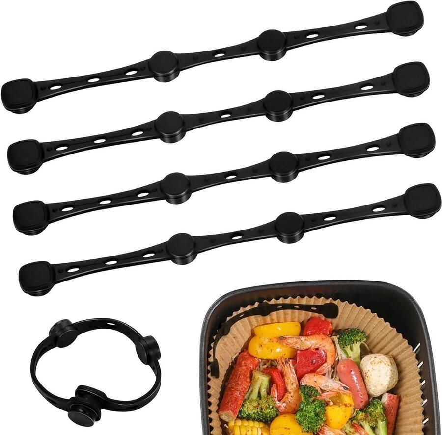 Airfryer Bakpapier Clips Magnetische Houders Voorkomt Oprollen Hittebestendig Tot 240°C 4 Stuks Zwart