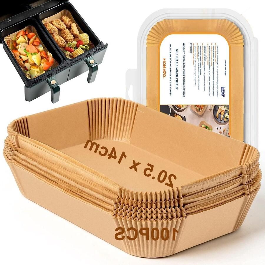 Airfryer Bakpapier Friteuse Vellen Keuken Schoonhouden Hittebestendig Ontwerp 100 Stuks 20.5x14cm Natuur