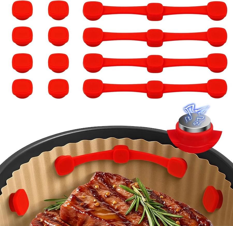 Airfryer Bakpapier Magneten Perkamentpapier Fixers Voorkom Verbrand Papier Krachtige Neodymium Magneten 12 stuks Rood