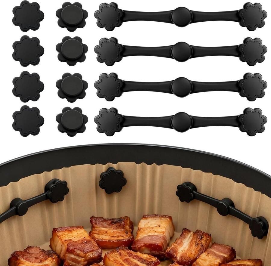 Airfryer Bakpapier Magneten Silicone Magneten Veilig Bakken Hittebestendig Silicone 12 stuks Zwart