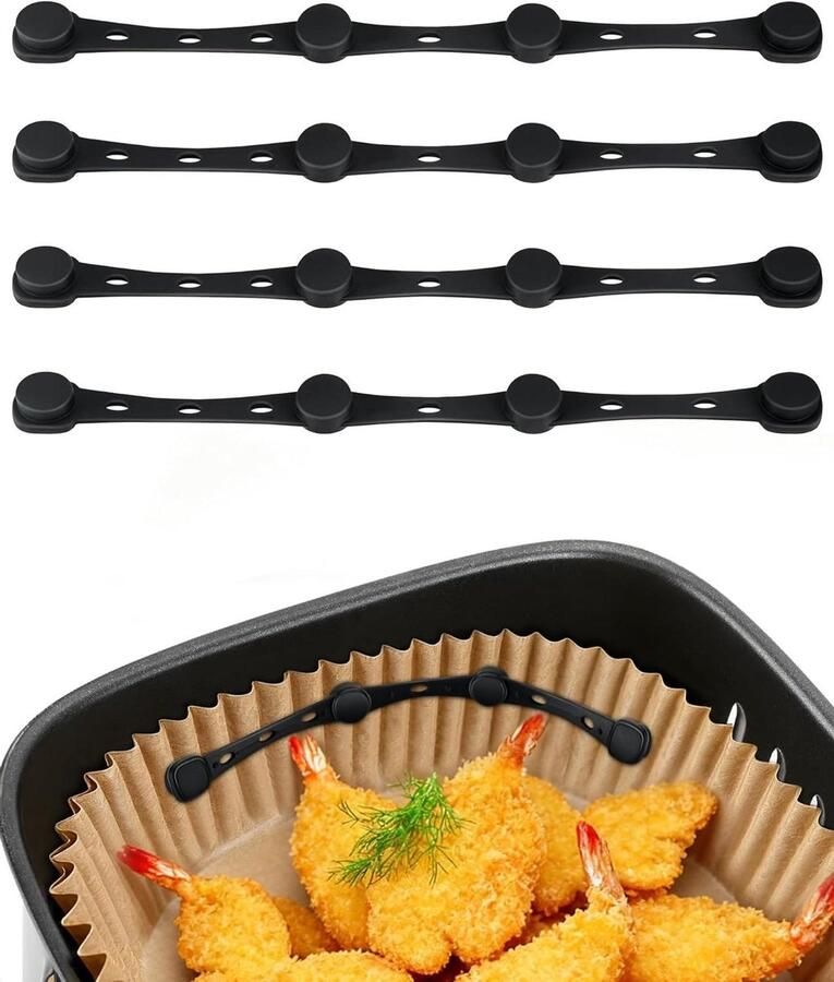 Airfryer Bakpapier Magneten Siliconen Clips Bakpapier Fixeren Hittebestendig Siliconen 4 Stuks Zwart