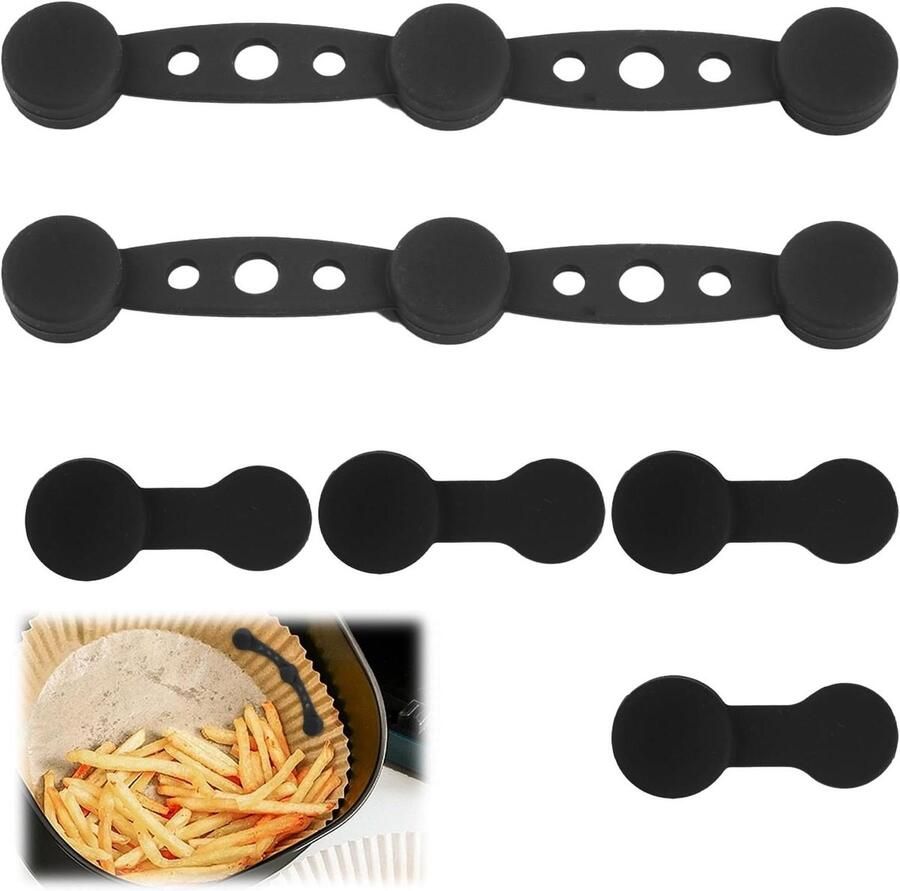 Airfryer Bakpapier Magneten Siliconen Fixators Bakpapier Fixeren Hittebestendig Materiaal 6 Stuks Zwart