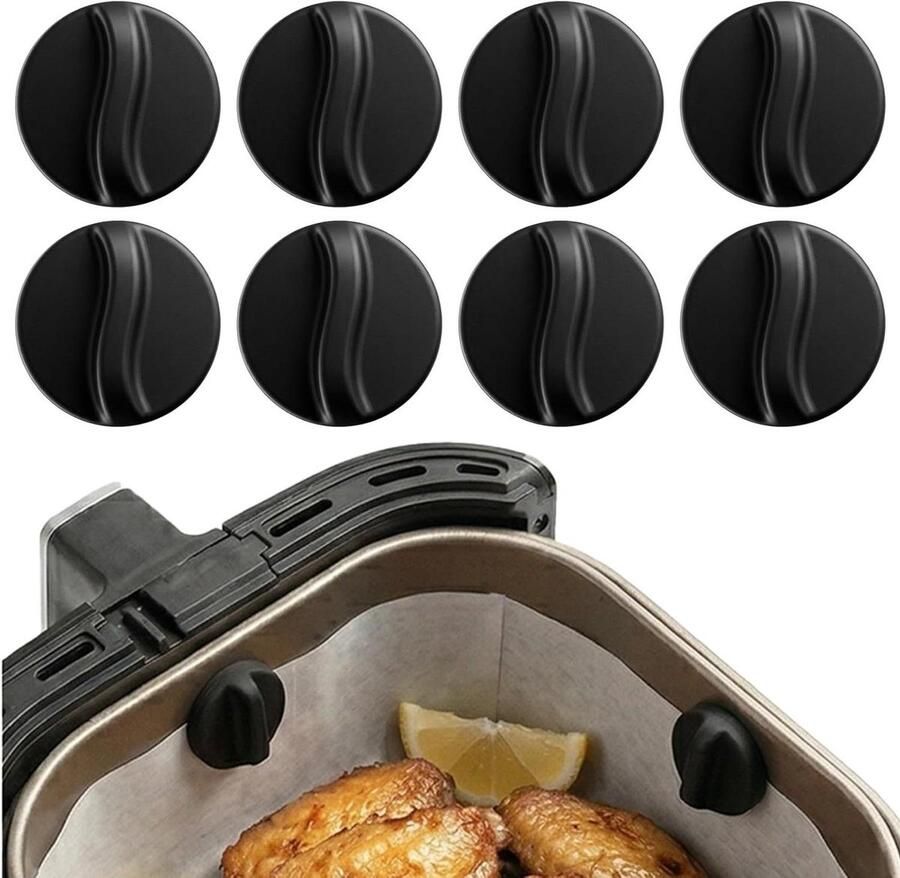 Airfryer Bakpapier Magneten Siliconen Magneten Voorkomt Wegglijden Hittebestendig Samarium Kobalt 8 stuks Zwart