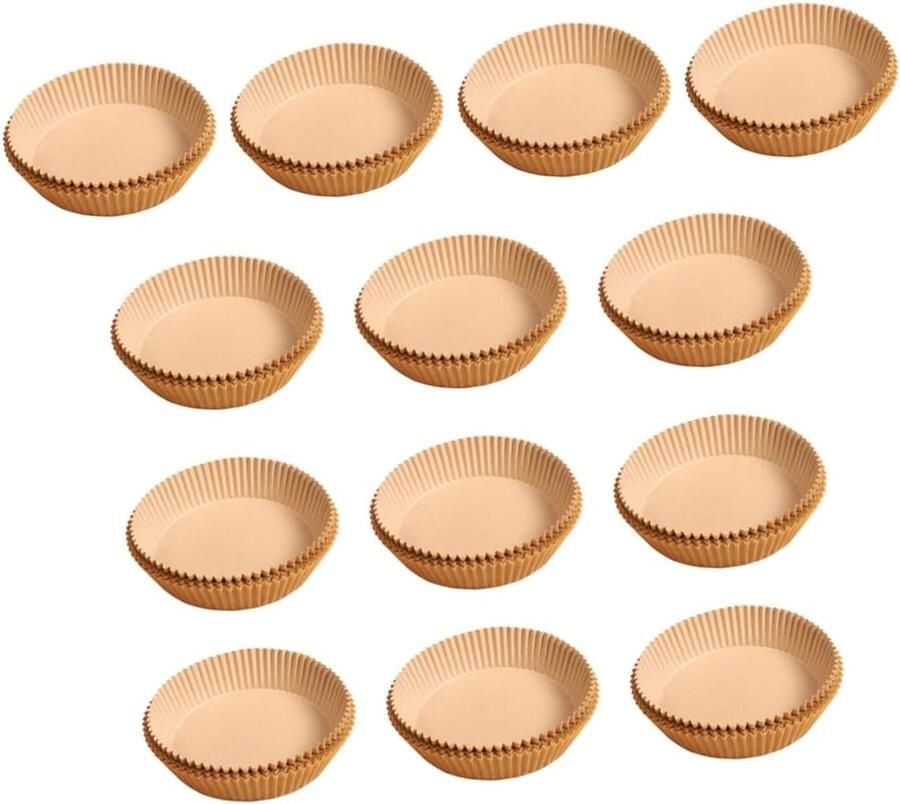 Airfryer Bakpapier Ronde Vormen Voedsel Bereiden 100 Stuks Set 20cm Diameter Geel