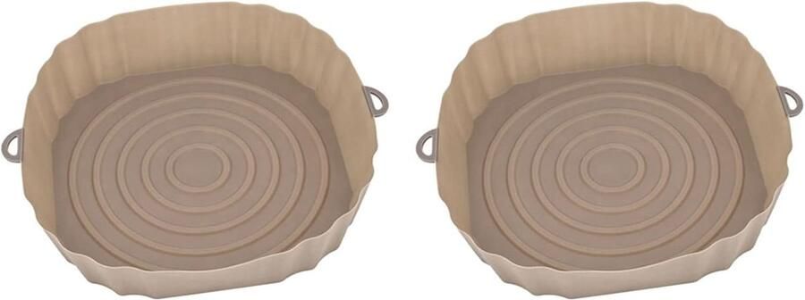 Airfryer Bakplaat Bakvorm Grill Pan Bakken en Grillen Hittebestendig Siliconen 20 cm Diameter Bruin